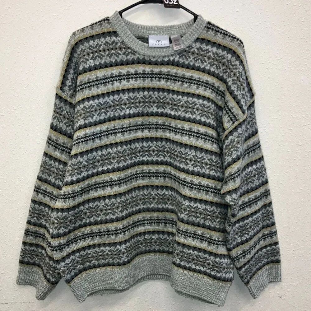 Farah vintage 90’s acrylic fair isle crewneck sweater academia preppy grandpa 73